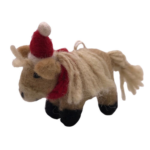 Amica Felt Shetland Pony With Hat & Scarf 10cm